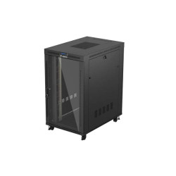 19'' VOĽNE STOJÚCA RACKOVÁ SKRIŇA 27U/800X1200 (FLAT PACK) S PRESKLENÝMI DVERAMI LCD ČIERNA LANBERG