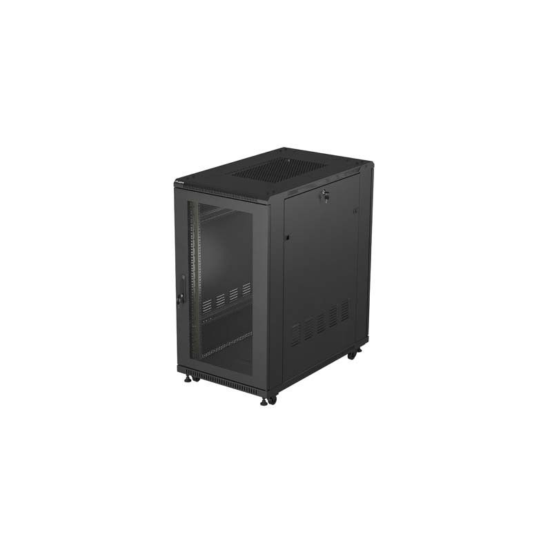 19'' VOĽNE STOJÚCA RACKOVÁ SKRIŇA 22U 600X1000 ČIERNE PERFOROVANÉ DVERE LANBERG (PLOCHÉ BALENIE)