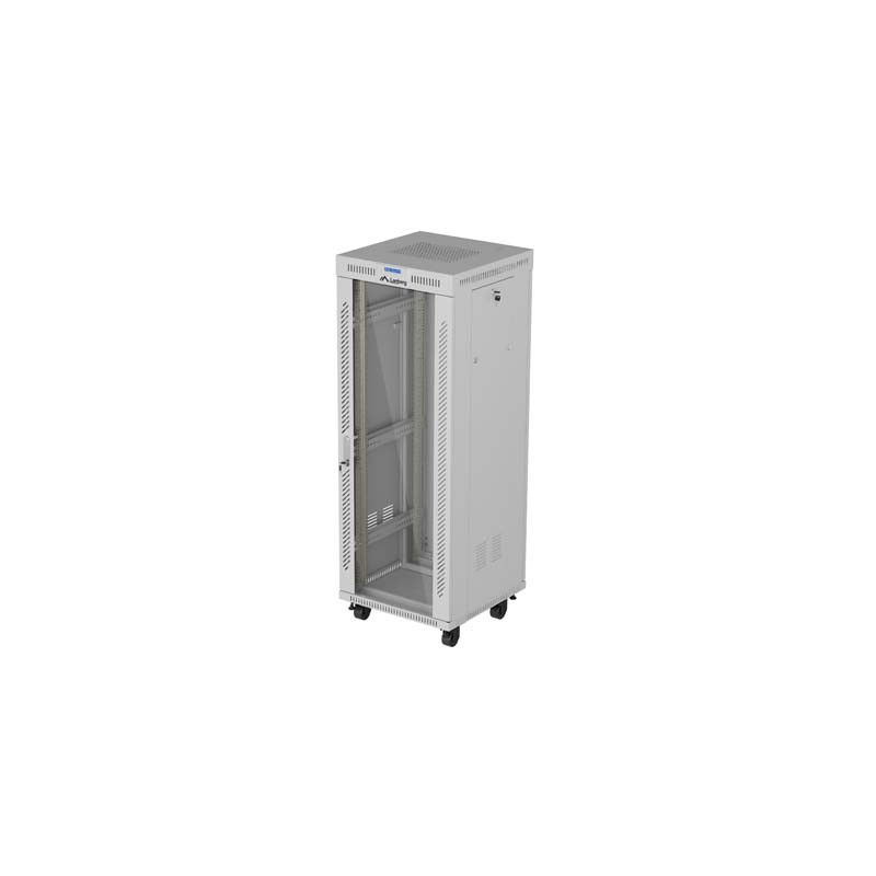 INŠTALAČNÝ STOJAN 19'' 32U 600X600 ŠEDÉ SKLENENÉ DVERE LCD LANBERG (FLAT PACK) V2