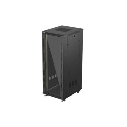 19'' VOĽNE STOJÚCA RACKOVÁ SKRIŇA 32U/600X800 (FLAT PACK) S PRESKLENÝMI DVERAMI ČIERNA LANBERG