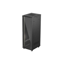 19'' VOĽNE STOJÚCA RACKOVÁ SKRIŇA 37U/600X800 (FLAT PACK) S PRESKLENÝMI DVERAMI ČIERNA LANBERG
