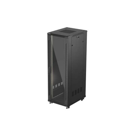 19'' VOĽNE STOJÚCA RACKOVÁ SKRIŇA 37U/600X800 (FLAT PACK) S PRESKLENÝMI DVERAMI ČIERNA LANBERG