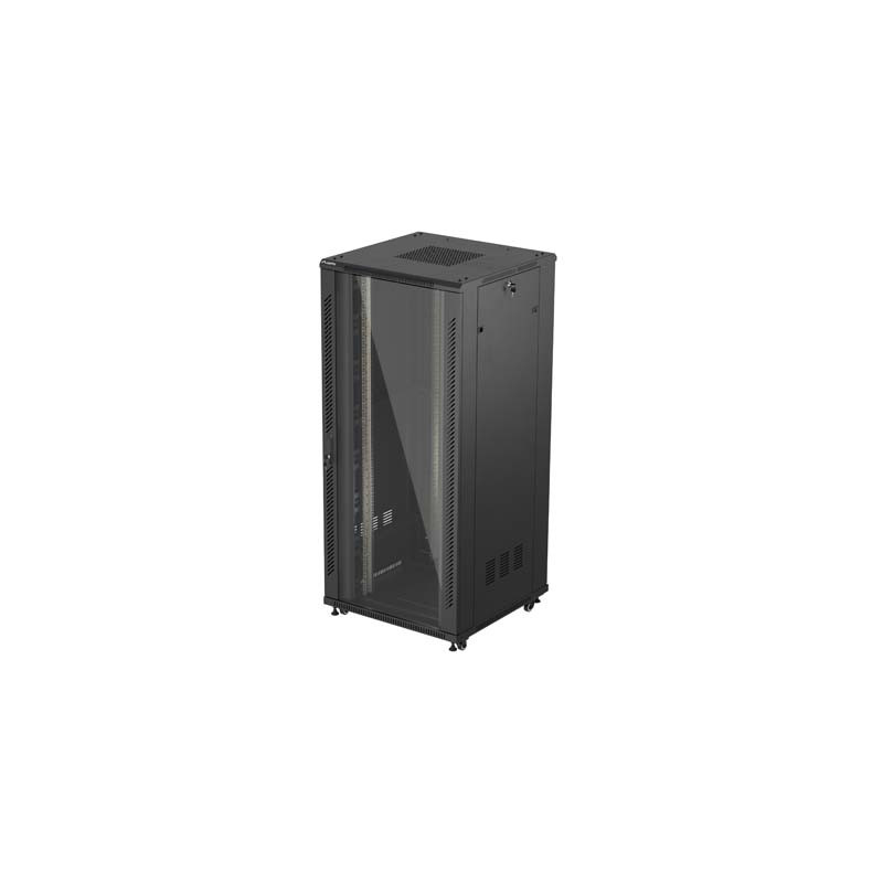 19'' VOĽNE STOJÚCA RACKOVÁ SKRIŇA 37U 800X800 ČIERNE SKLENENÉ DVERE LANBERG (PLOCHÉ BALENIE)