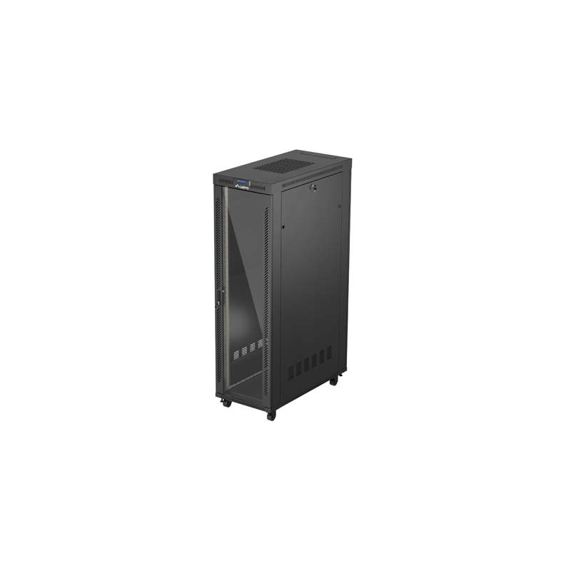 19'' VOĽNE STOJÚCA RACKOVÁ SKRIŇA 42U 600X1200 ČIERNE SKLENENÉ DVERE LCD LANBERG (FLAT PACK) V2
