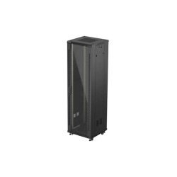 19'' VOĽNE STOJÚCA RACKOVÁ SKRIŇA 42U/600X600 (FLAT PACK) S PRESKLENÝMI DVERAMI ČIERNA LANBERG