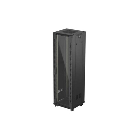 19'' VOĽNE STOJÚCA RACKOVÁ SKRIŇA 42U/600X600 (FLAT PACK) S PRESKLENÝMI DVERAMI ČIERNA LANBERG