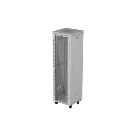 19'' VOĽNE STOJÚCA RACKOVÁ SKRIŇA 42U 600X600 ŠEDÉ SKLENENÉ DVERE LCD LANBERG (FLAT PACK) V2