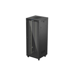 19'' VOĽNE STOJÚCA RACKOVÁ SKRIŇA 42U/800X800 (FLAT PACK) S PRESKLENÝMI DVERAMI LCD ČIERNA LANBERG V2