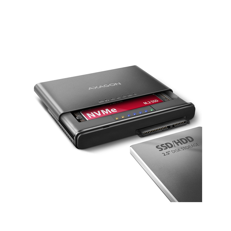AXAGON ADSA-CC USB-C 10 Gbps - NVMe M.2 SSD & SATA 2.5''/3.5'' SSD/HDD CLONE MASTER 2