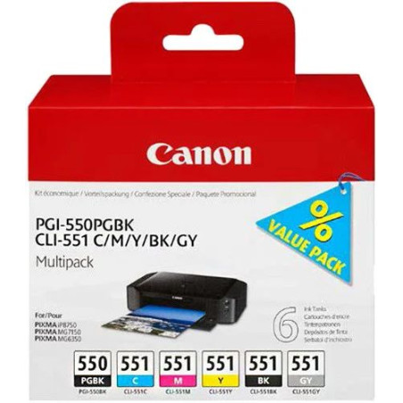 Canon PGI-550 + CLI-551 C/M/Y/BK/GY Multi pack
