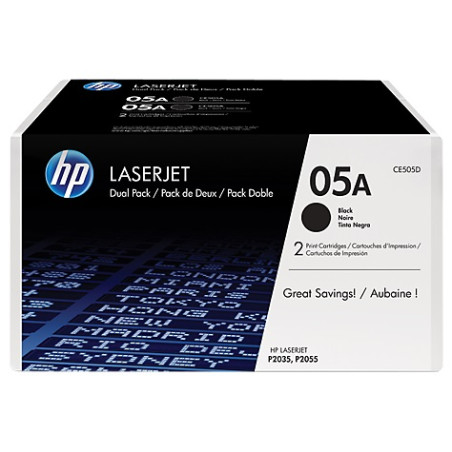 HP tlačová kazeta čierna veľká, CE505D - 2 pack