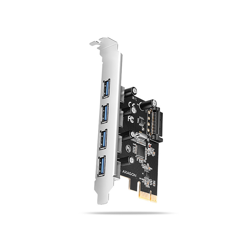 AXAGON PCEU-430RS, PCIe radič, 4x USB 5Gbps port, SATA napájanie, Renesas PD720201, SP