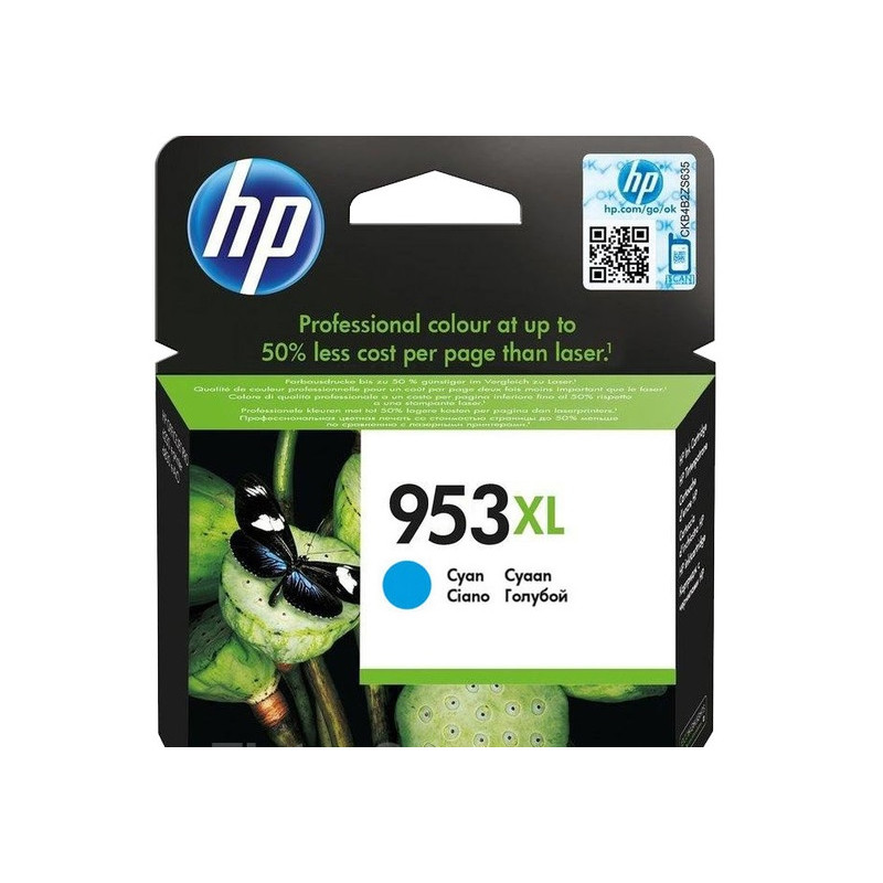 HP 953XL azúrová atramentová kazeta, F6U16AE
