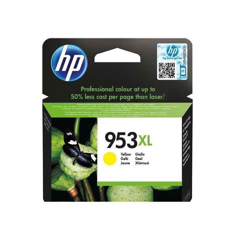 HP 953XL žltá atramentová kazeta, F6U18AE