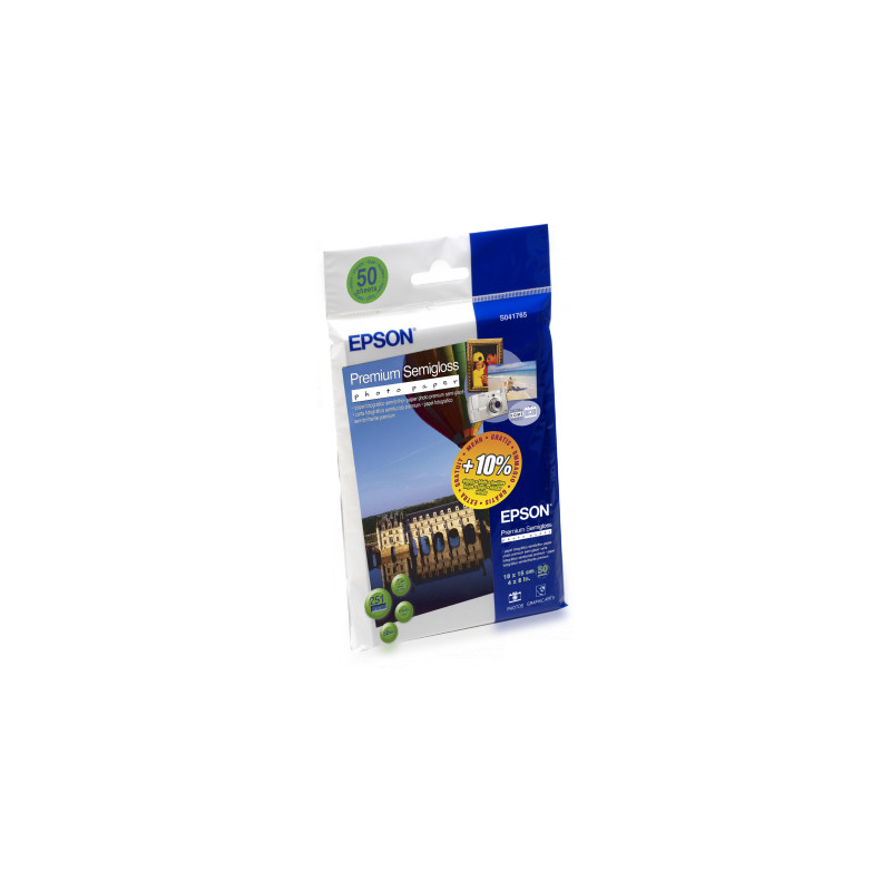 EPSON Premium Semigloss Photo Paper, 100x150 mm, 50x