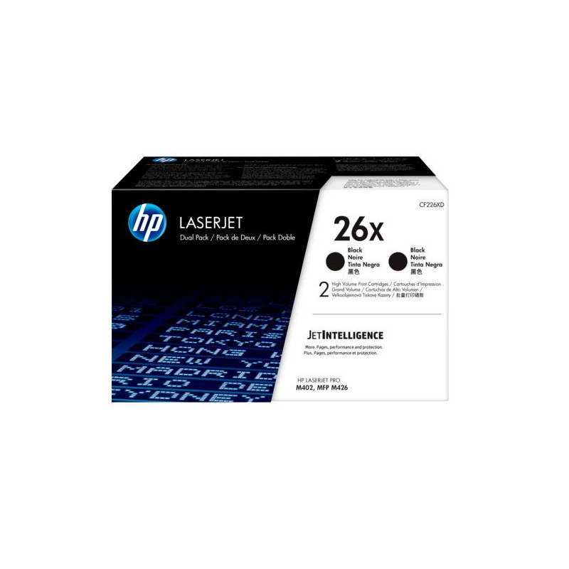 HP 26X tlačová kazeta čierna veľká, CF226XD - 2pack