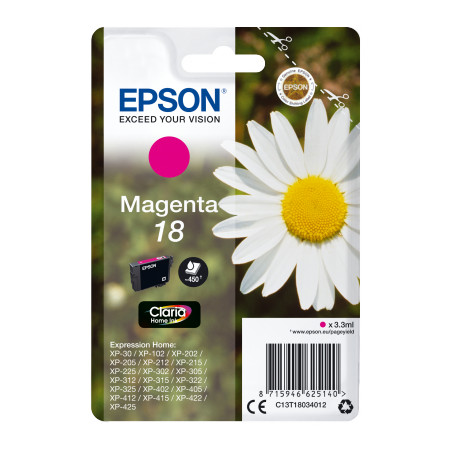 Epson Singlepack Magenta 18 Claria Home Ink