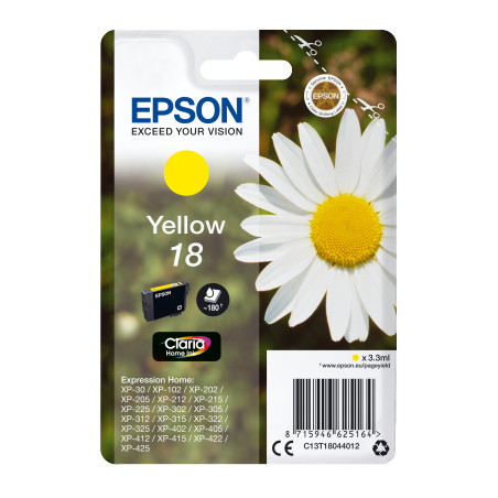 Epson Singlepack Yellow 18 Claria Home Ink