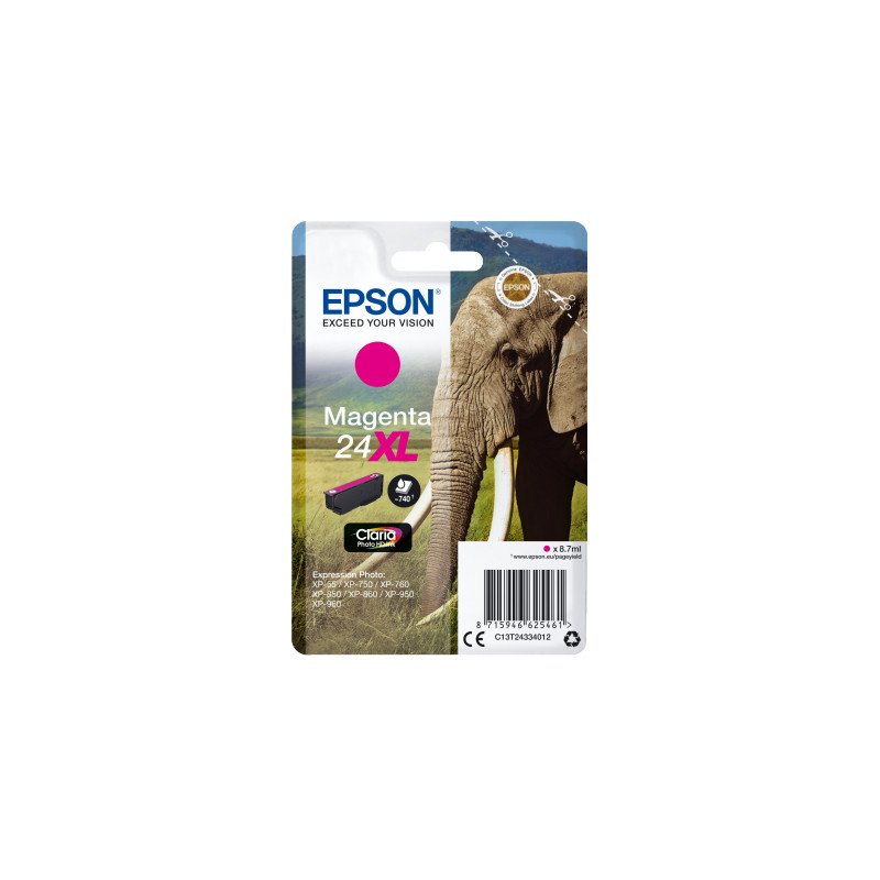 Epson Singlepack Magenta 24XL Claria Photo HD Ink