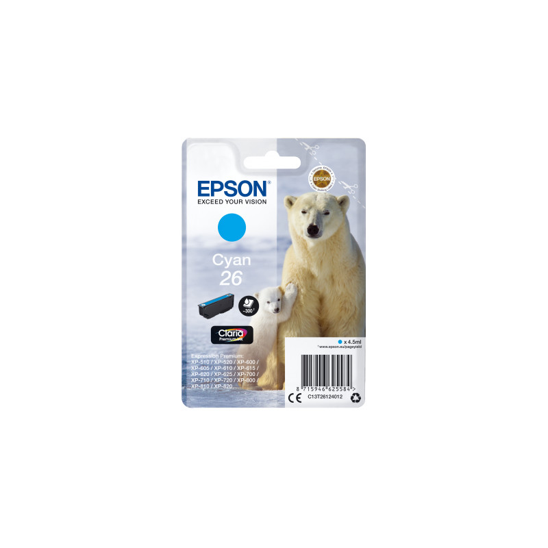 Epson Singlepack Cyan 26 Claria Premium Ink