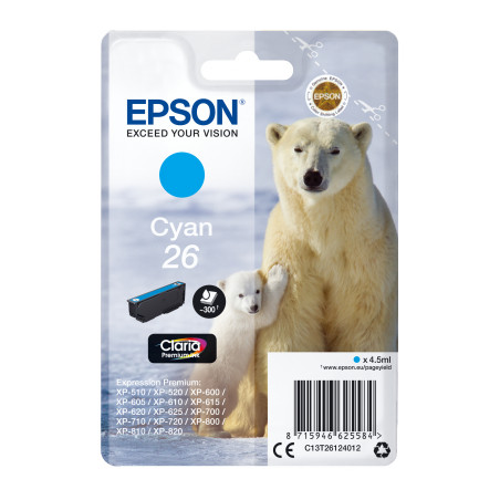 Epson Singlepack Cyan 26 Claria Premium Ink