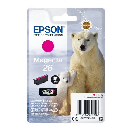 Epson Singlepack Magenta 26 Claria Premium Ink