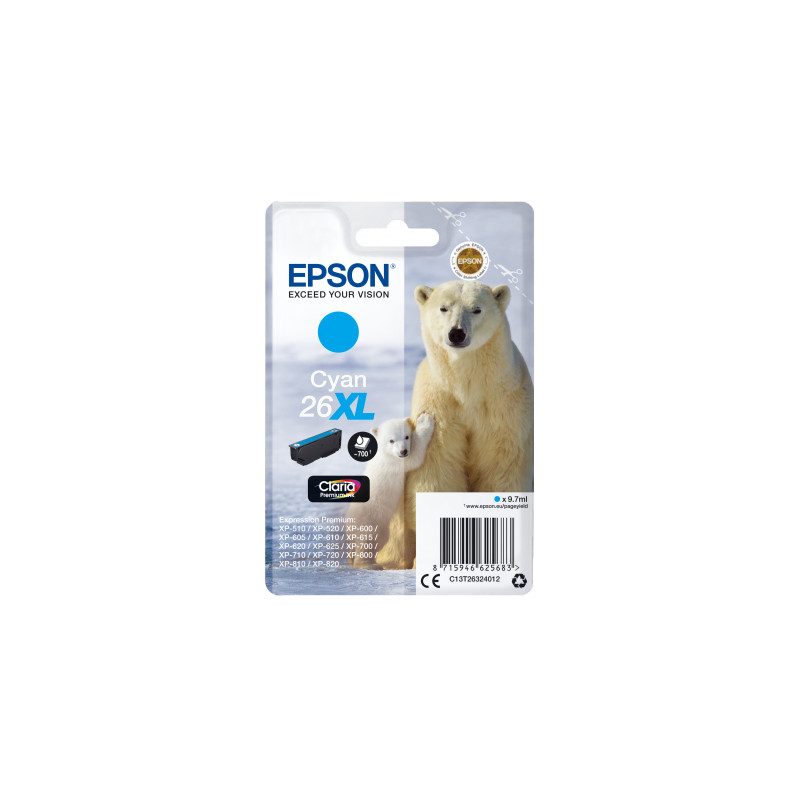 Epson Singlepack Cyan 26XL Claria Premium Ink
