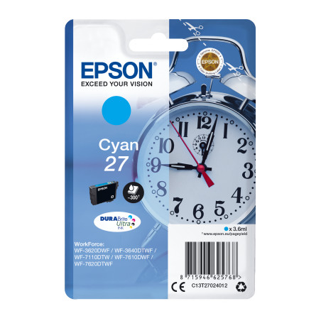 Epson Singlepack Cyan 27 DURABrite Ultra Ink