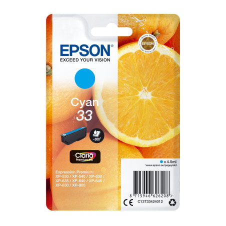 Epson Singlepack Cyan 33 Claria Premium Ink