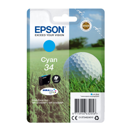 Epson Singlepack Cyan 34 DURABrite Ultra Ink