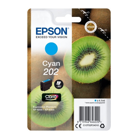 EPSON ink Cyan 202 Premium - singlepack, 4,1ml, 300s, štandard