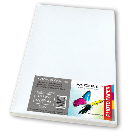 Fotopapier lesk,obojstran.kompatibilný s A3, 135g/m2, kompatibilný s laser t., 100ks
