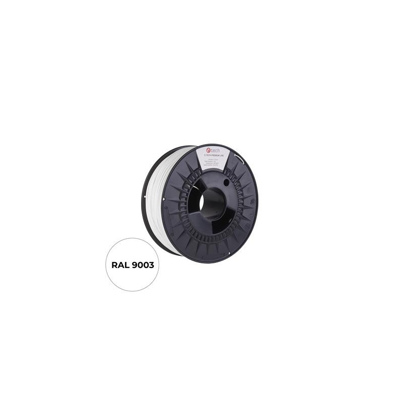 Tlačová struna (filament) C-TECH PREMIUM LINE, ASA, dopravná biela, RAL9003, 1,75mm, 1kg