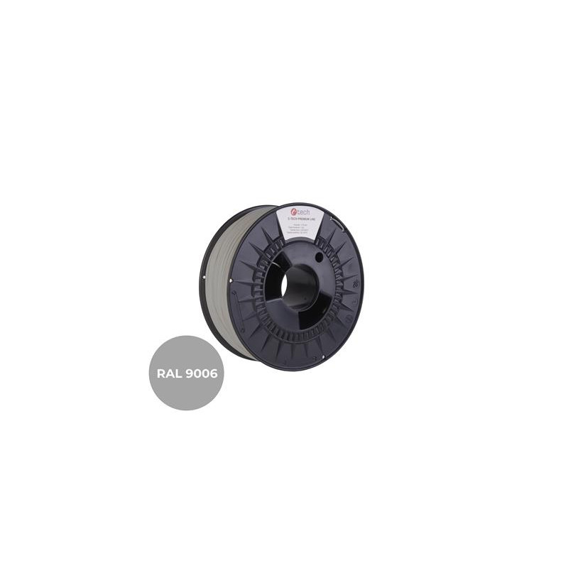 Tlačová struna (filament) C-TECH PREMIUM LINE, PLA, biely hliník, RAL9006, 1,75mm, 1kg