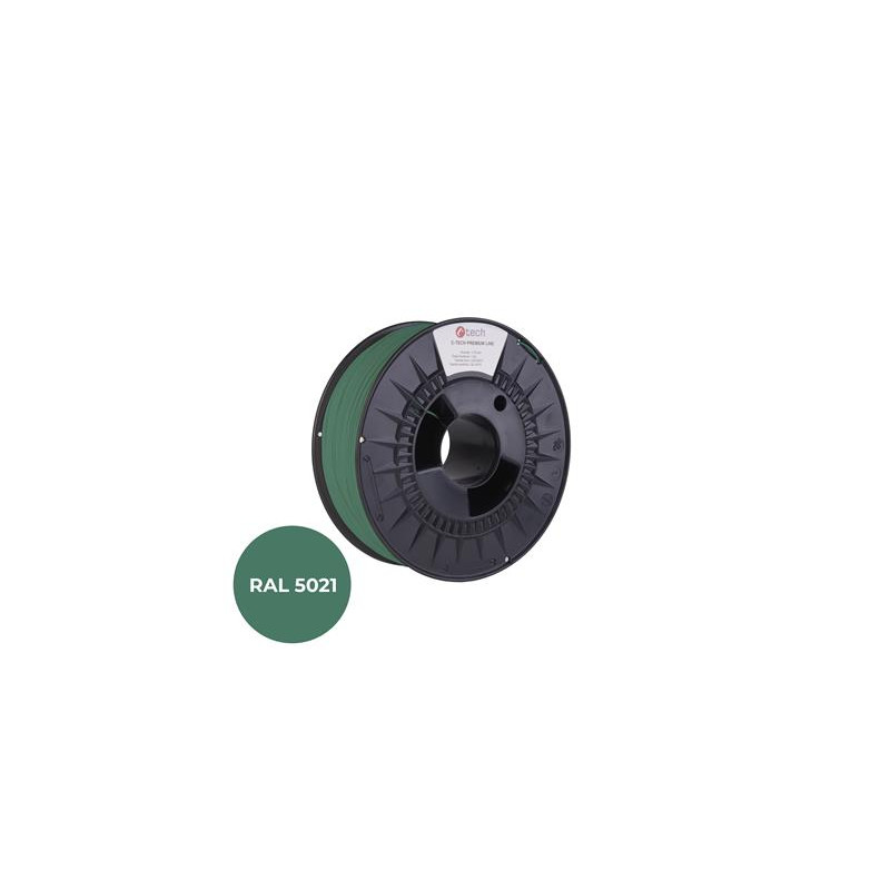 Tlačová struna (filament) C-TECH PREMIUM LINE, PLA, vodná modrá, RAL5021, 1,75mm, 1kg