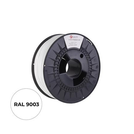 Tlačová struna (filament) C-TECH PREMIUM LINE, ABS, dopravná biela, RAL9003, 1,75mm, 1kg