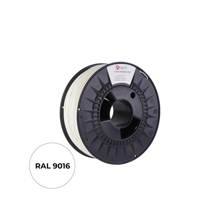 Filament C-TECH PREMIUM LINE, TPU 90A, flexibilný, dopravná biela, RAL9003, 1,75mm, 1kg
