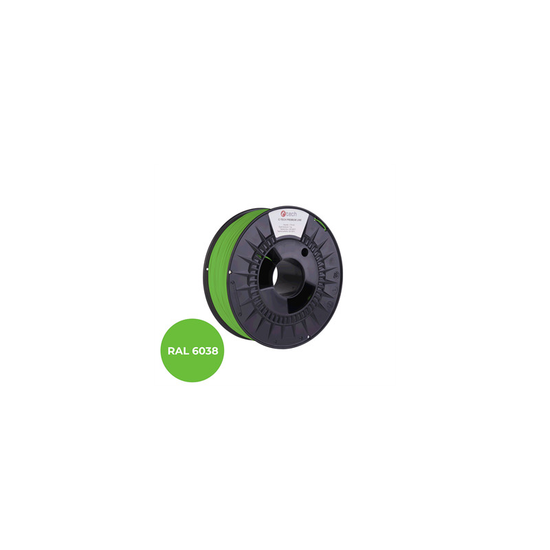 Filament C-TECH PREMIUM LINE, TPU 90A, flexibilná, luminiscenčná zelená, RAL6038, 1,75 mm, 1kg