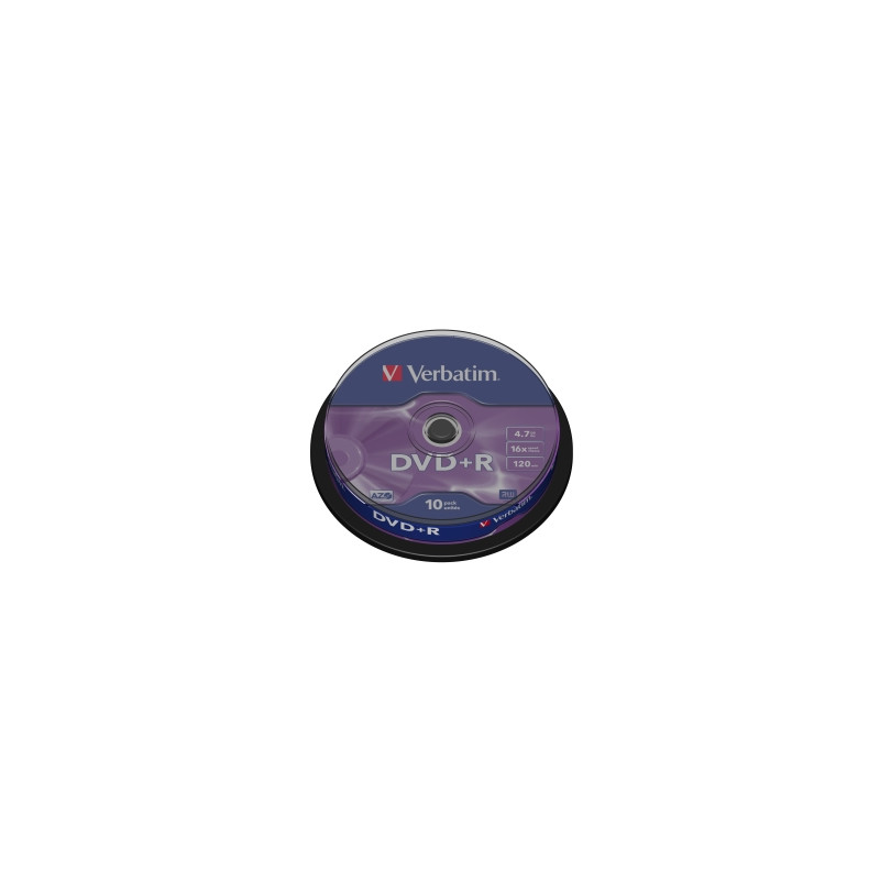 VERBATIM DVD+R(10-Pack)Spindl/MattSlvr/16x/4.7GB
