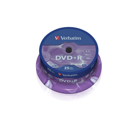 VERBATIM DVD+R(25-Pack)Spindl/MattSlvr/16x/4.7GB