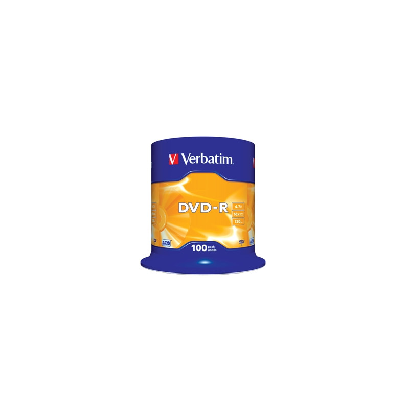 VERBATIM DVD-R(100-Pack)Spindl/MattSlvr/16x/4.7GB