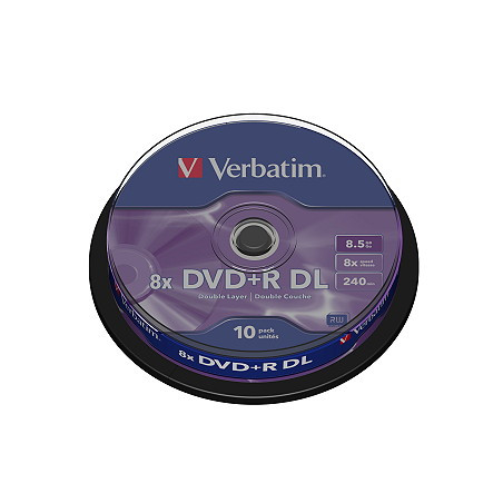 VERBATIM DVD+R(10-Pack)Spindl/MattSlvr/8x/8.5GB