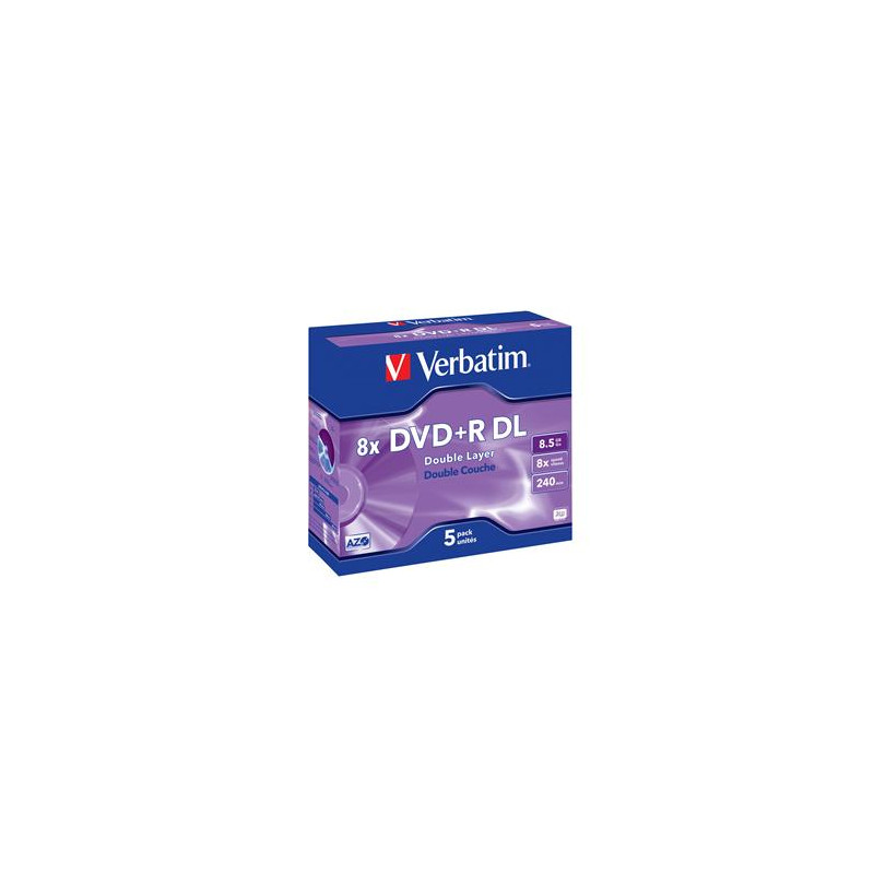 VERBATIM DVD+R(5-bal)DoubleLayer/Jewel/8x/8,5GB