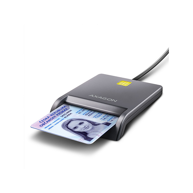 AXAGON CRE-SM3T, USB-A FlatReader čítačka kontaktných kariet Smart card (eObčanka), kábel 1.3m