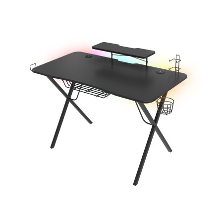 Genesis Holm 300 RGB - herný stôl s RGB podsvietením, 3xUSB 3.0, bezdrôtová nabíjačka mobilov