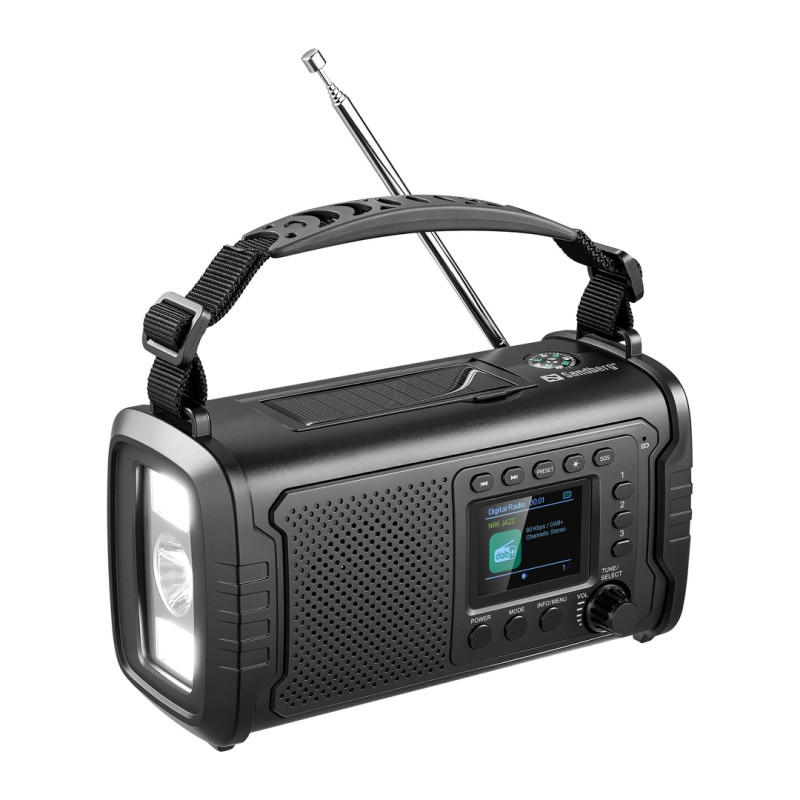 Sandberg Survivor DAB Radio All-in-1 20000 mAh, outdoorové rádio, BT reproduktor, powerbanka, čierna