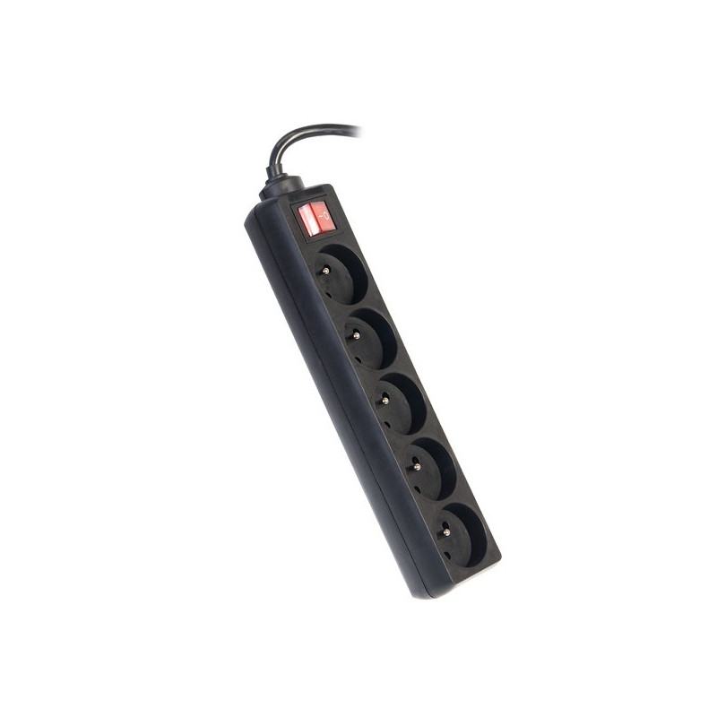 Predlžovací prívod 230V 3m 5 zásuviek, vyp, čierny