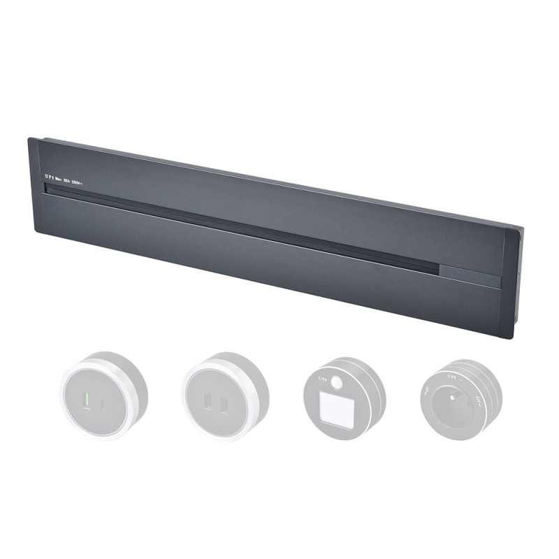 Zásuvková lišta - zápustná Viking LZ60G/230V,50Hz/60cm dĺžka/sivá/až 7 modulov/IP20/hliník/zápustná