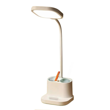 Platinet PDL008 stolná LED lampa 5W stmievateľná, integrovaná batéria 2400mAh, USB port, biela