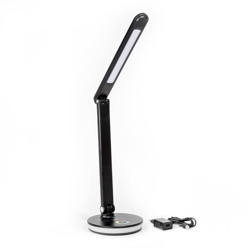Platinet PDL400RGBB stolná LED lampa 12W stmievateľná, dotykové ovládanie, USB port, čierna